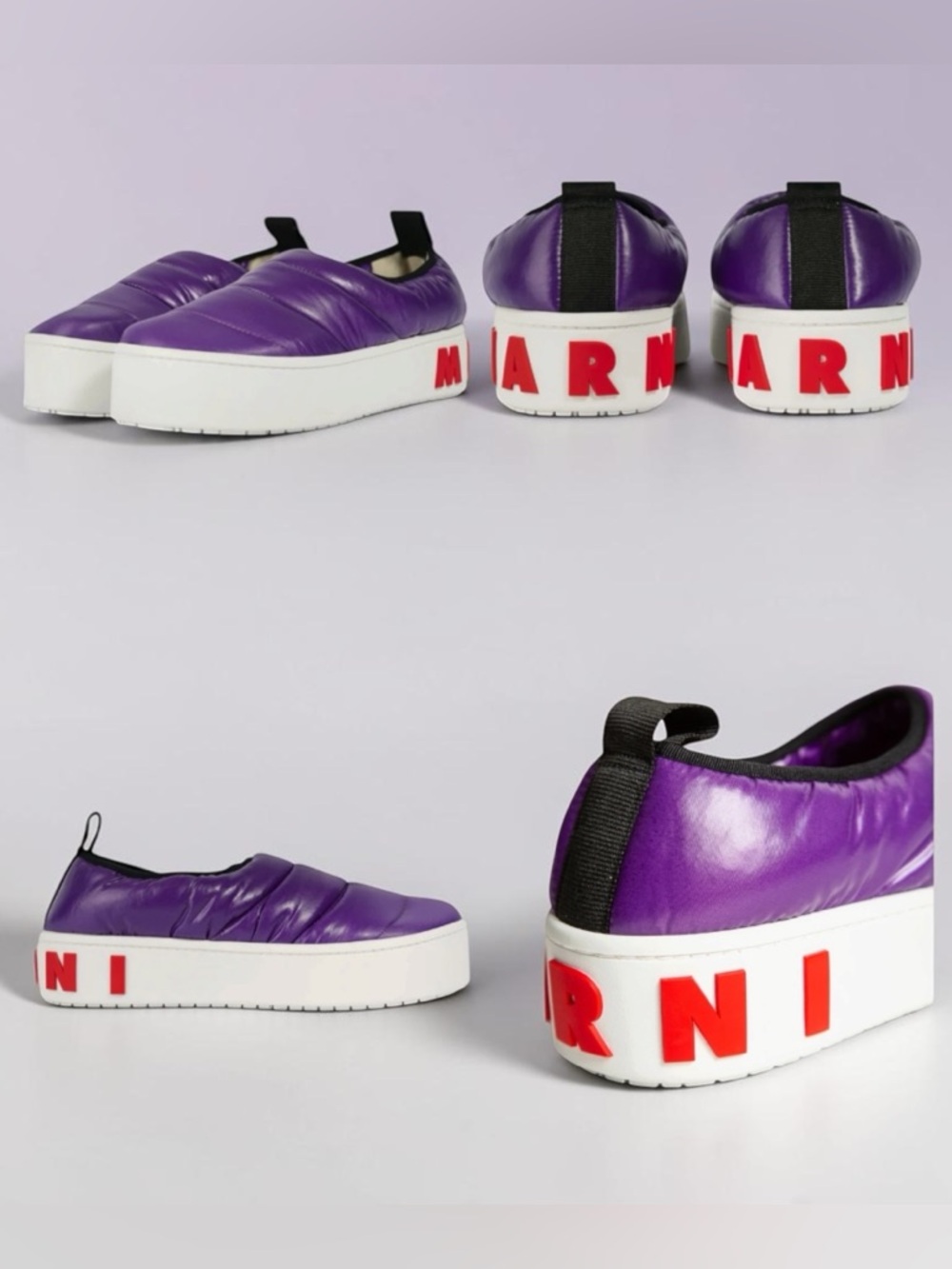 Marni Puffed Nylon Slip-On Purple Platform  Sneakers Loafers Flats Shoes $792